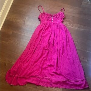 Urban Outfitters Fuchsia Ruched Bust Backless Maxi Dress